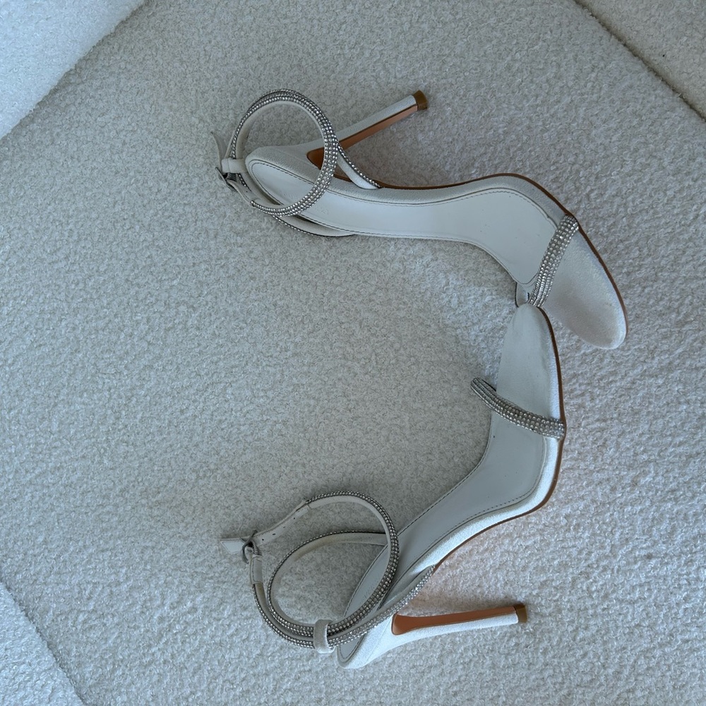 Forever 21 White and Silver Heels with Stiletto Design